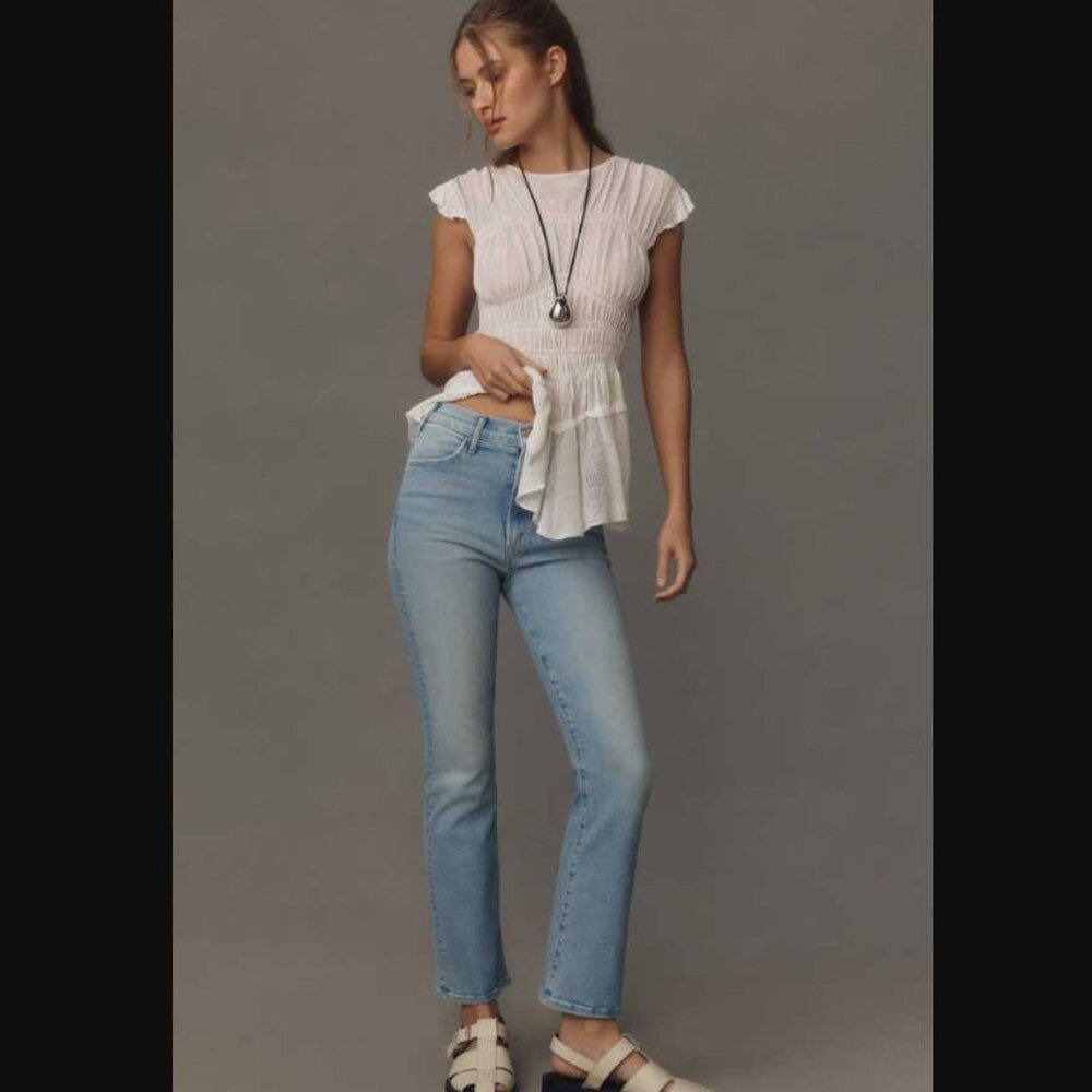 New women's 32 Mother x Anthropologie The Hustler high-rise ankle jeans